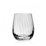 Corinne Barrel Tumbler 4 1/4\ Color 	Clear
Capacity 	410ml / 14oz
Dimensions 	4¼\ / 11cm
Material 	Handmade Glass
Pattern 	Corinne